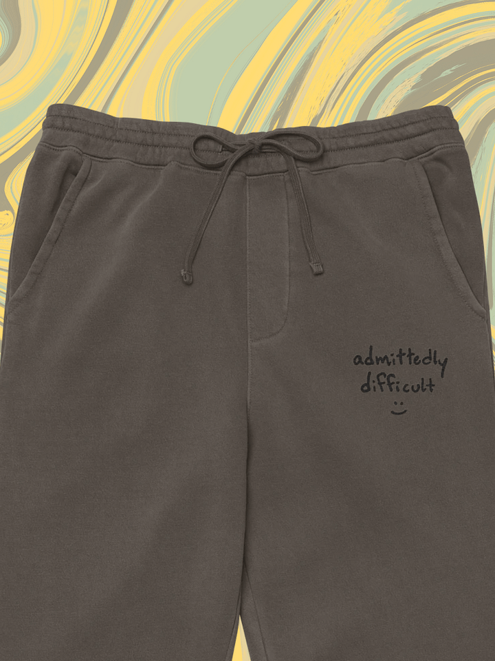 admittedly difficult (black thread) pigment dyed sweatpants product image (1)