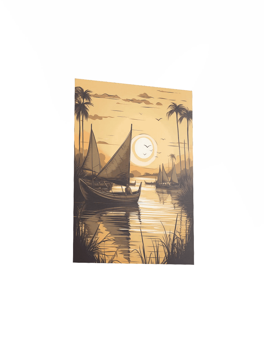 Drifting on the Nile – Ancient Egyptian Reed Boat Art Print product image (5)
