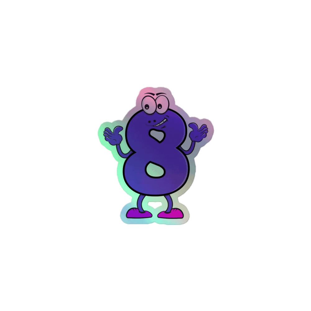 Playful Purple Number 8 Holographic Stickers product image (1)