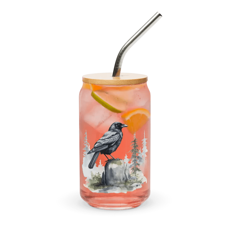 Can-Shaped Glass 🖤 Majestic Watercolor Crow product image (11)