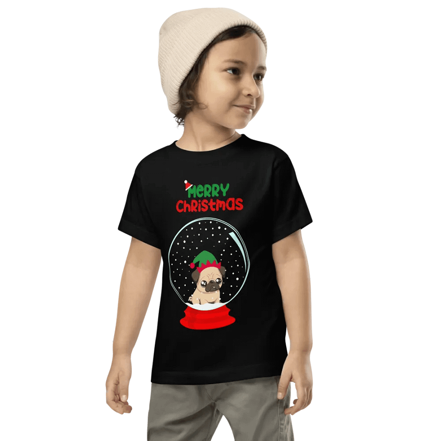 Merry Christmas Pug Snow Globe Toddler T-Shirt product image (7)