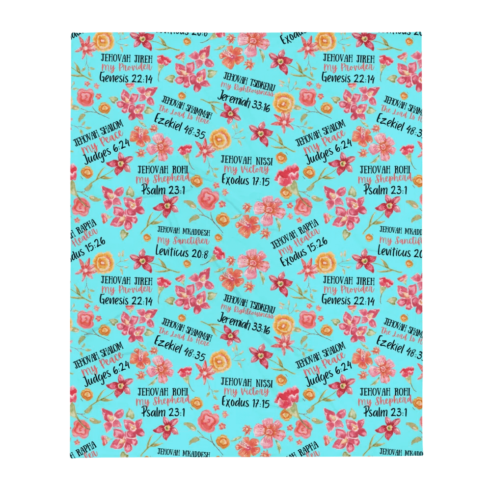 Teal Floral Names Of God Blanket product image (2)