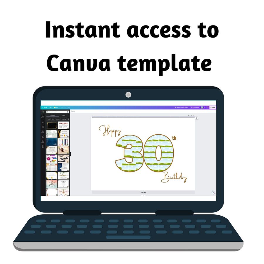 Happy 30th Birthday Photo Collage Canva Template product image (3)