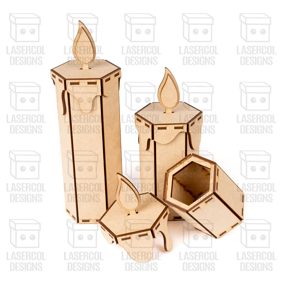 Christmas Candle Shaped Box (Three Sizes) - Laser Cut Files product image (5)
