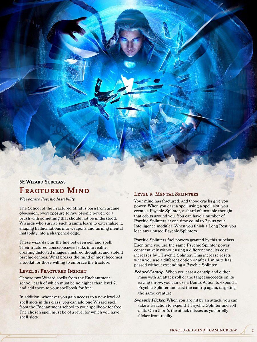 Fractured Mind | 5E 24 Wizard Subclass product image (2)