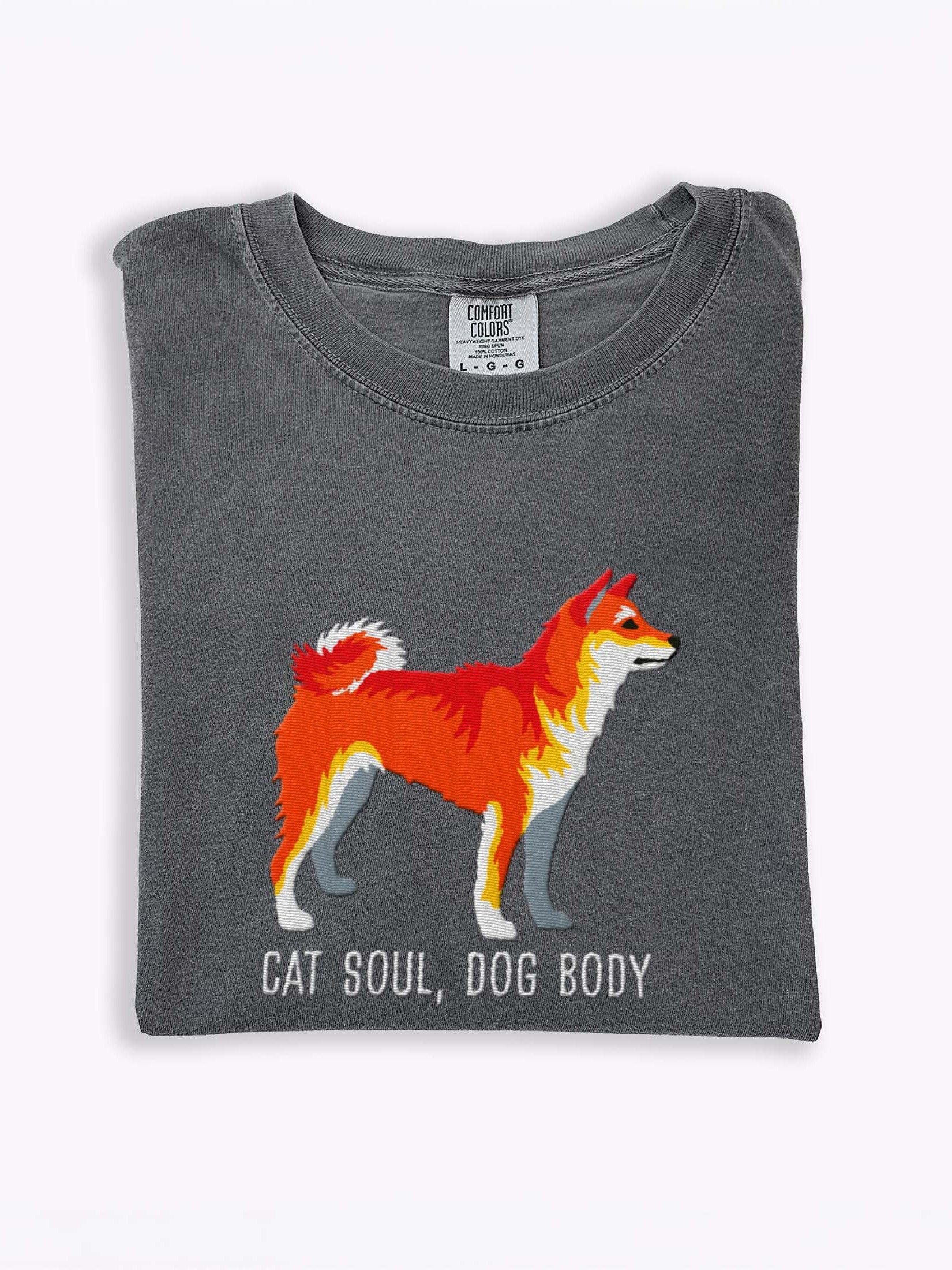 Cat Soul, Dog Body T-Shirt(Embroidered) of a Shiba Inu(Red) product image (1)