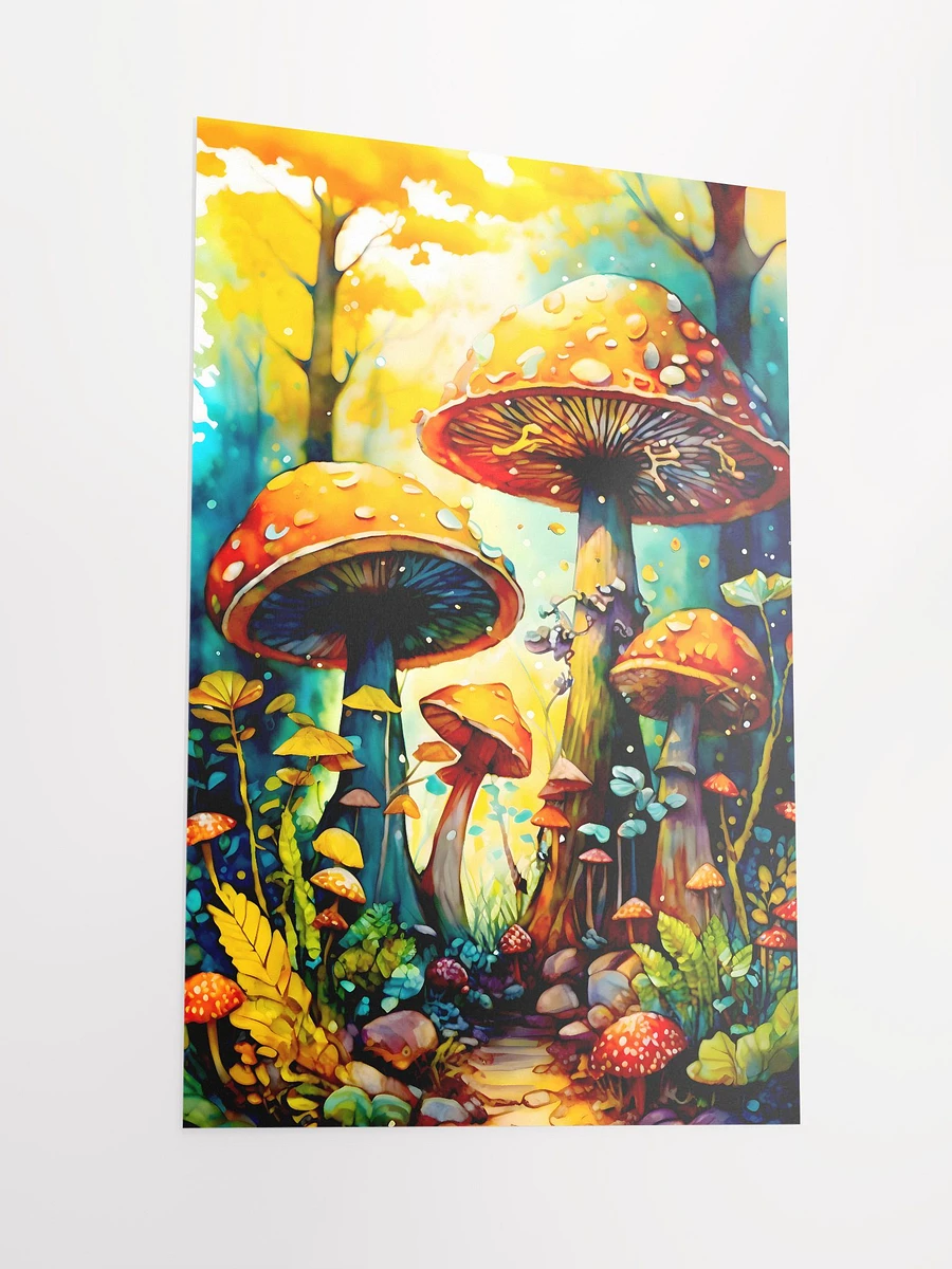Magic Mushrooms in Colorful Enchanted Forest Watercolor Art Matte Poster product image (4)