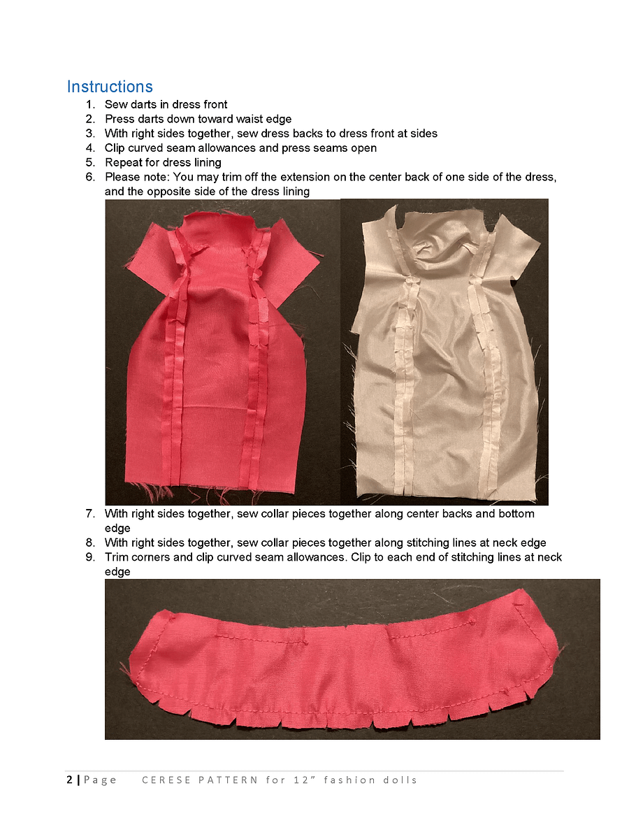 Cerese sewing pattern for 12" fashion dolls product image (3)