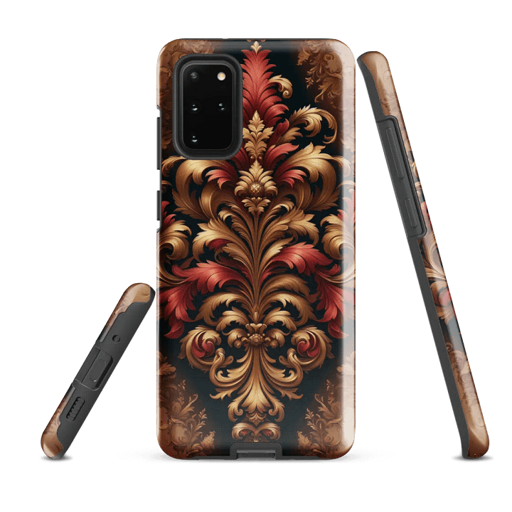 Tough Phone Case for Samsung® - Rococo Floral Damask Design in Reds and Browns product image (2)