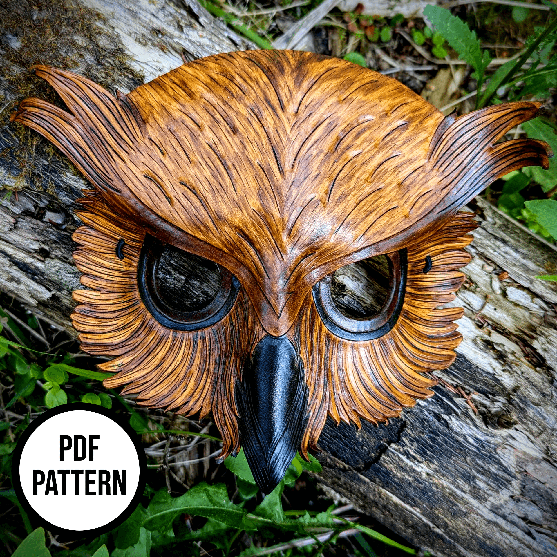 Owl Mask PDF Pattern for Leather product image (2)