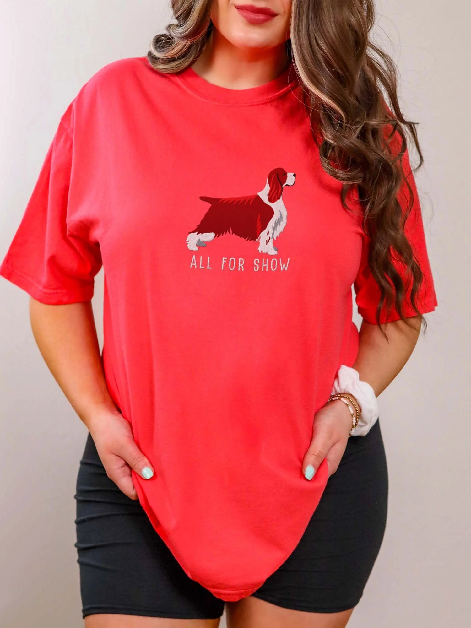 All For Show T-Shirt(Embroidered) of a Springer Spaniel(Liver, Show Type) product image (2)