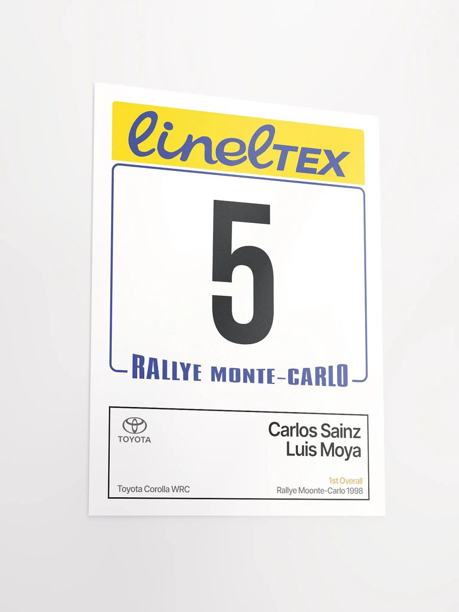 A3 Poster / Carlos Sainz / 1998 Rallye Monte-Carlo Number 5 product image (3)