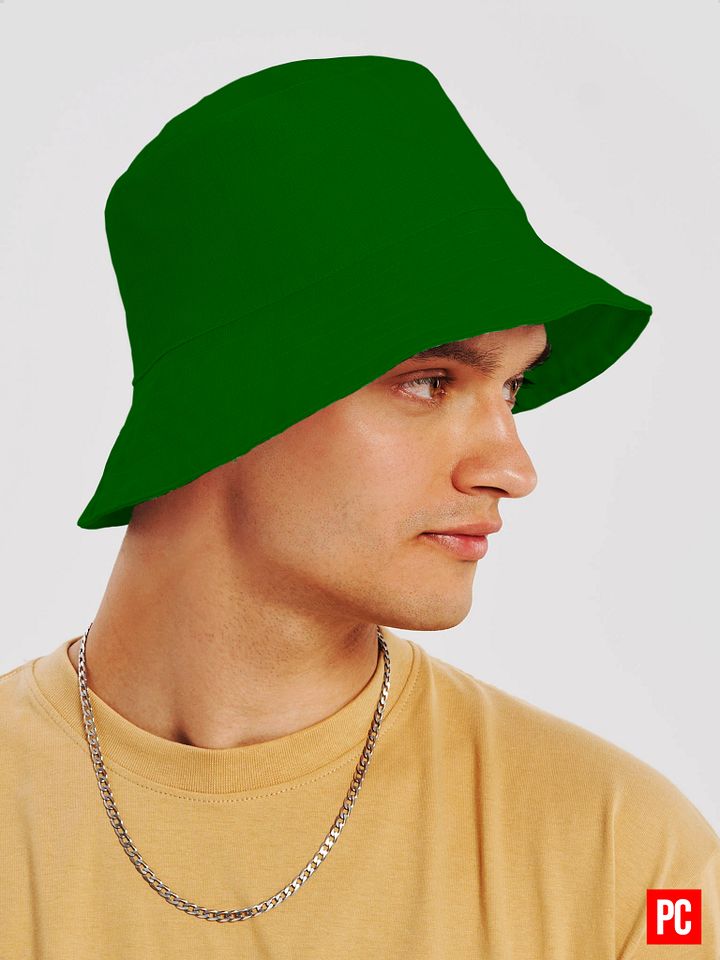 Plain Color Dark Green Bucket Hat product image (2)