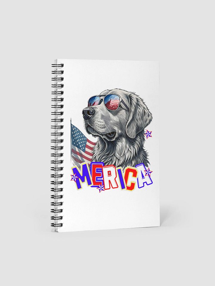 Merica Golden Retriever Patriotic Pup Spiral Notebook product image (1)