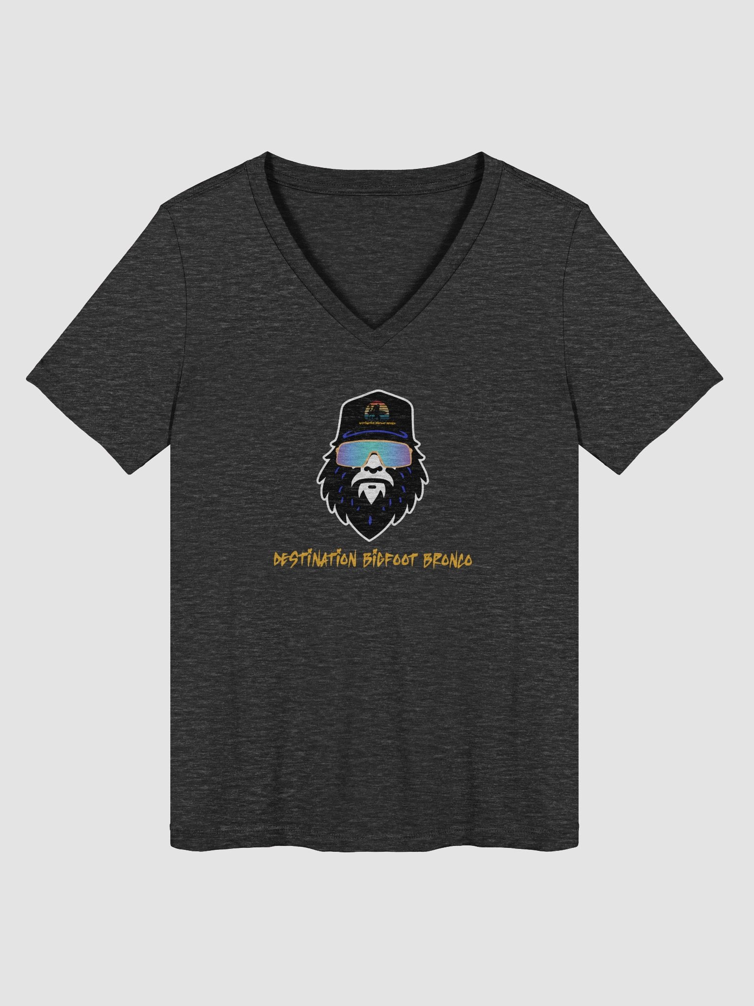 Destination Bigfoot Bronco Bigfoot Logo Bella+Canvas Women's Relaxed V-Neck T-Shirt (Dark Heather Grey) product image (1)