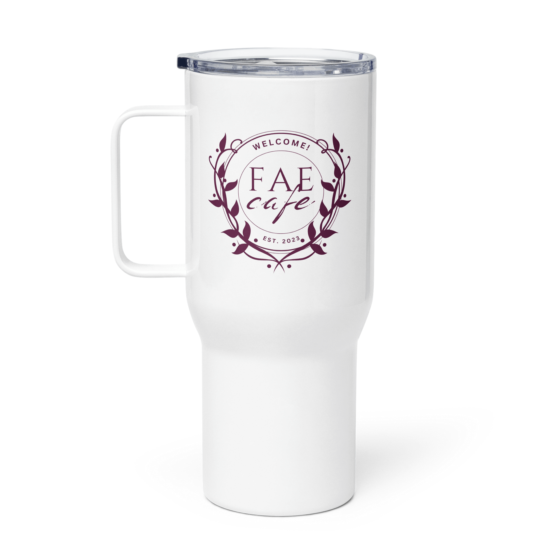 Your New Favorite Travel Mug: Fae Cafe White/Burgundy product image (2)