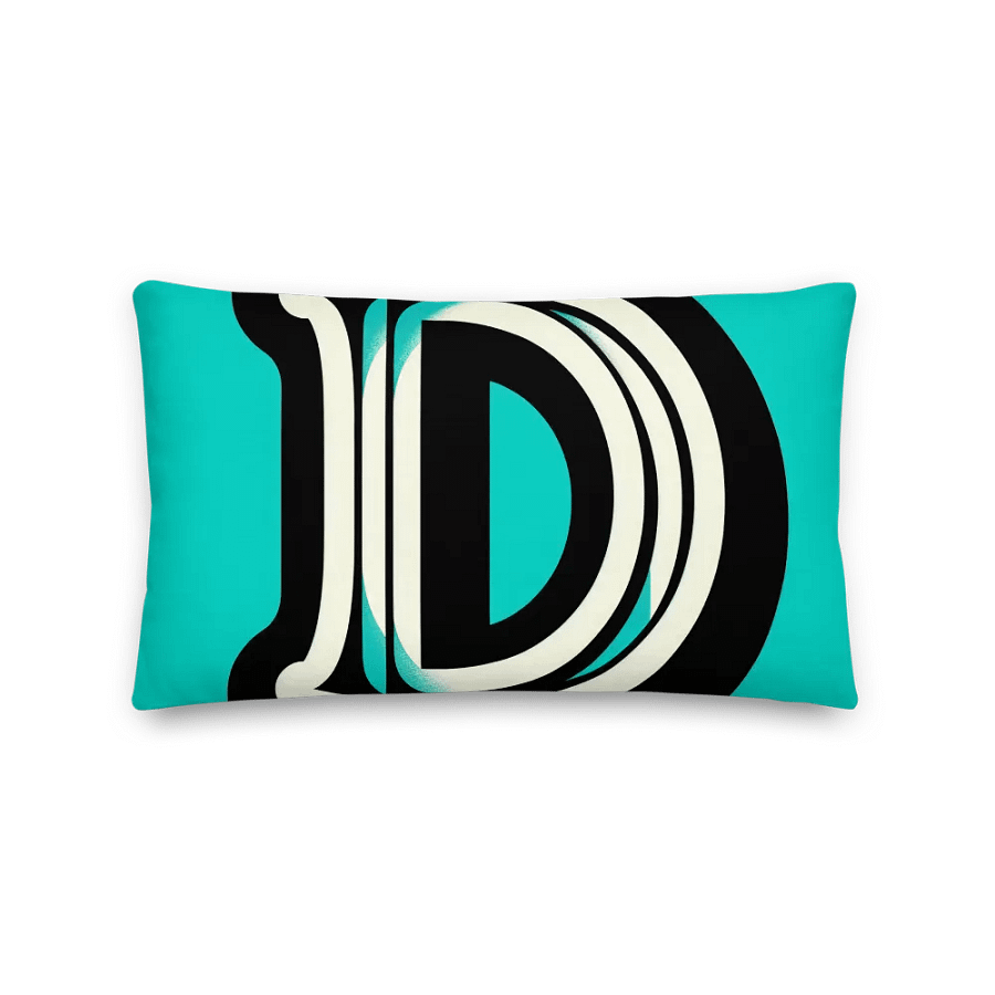 Shadowed Turquoise D Premium Pillow | AI Design initial D product image (3)
