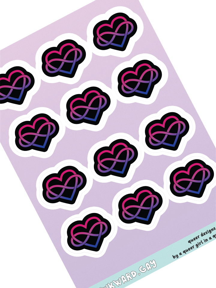Bisexual Pride Gradient Polyamory Infinity Heart Sticker Sheet product image (1)
