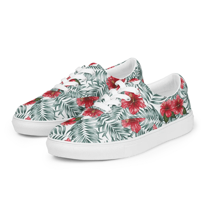 Hibiscus Leaf Design | Women's Lace-Up Canvas Shoes product image (2)