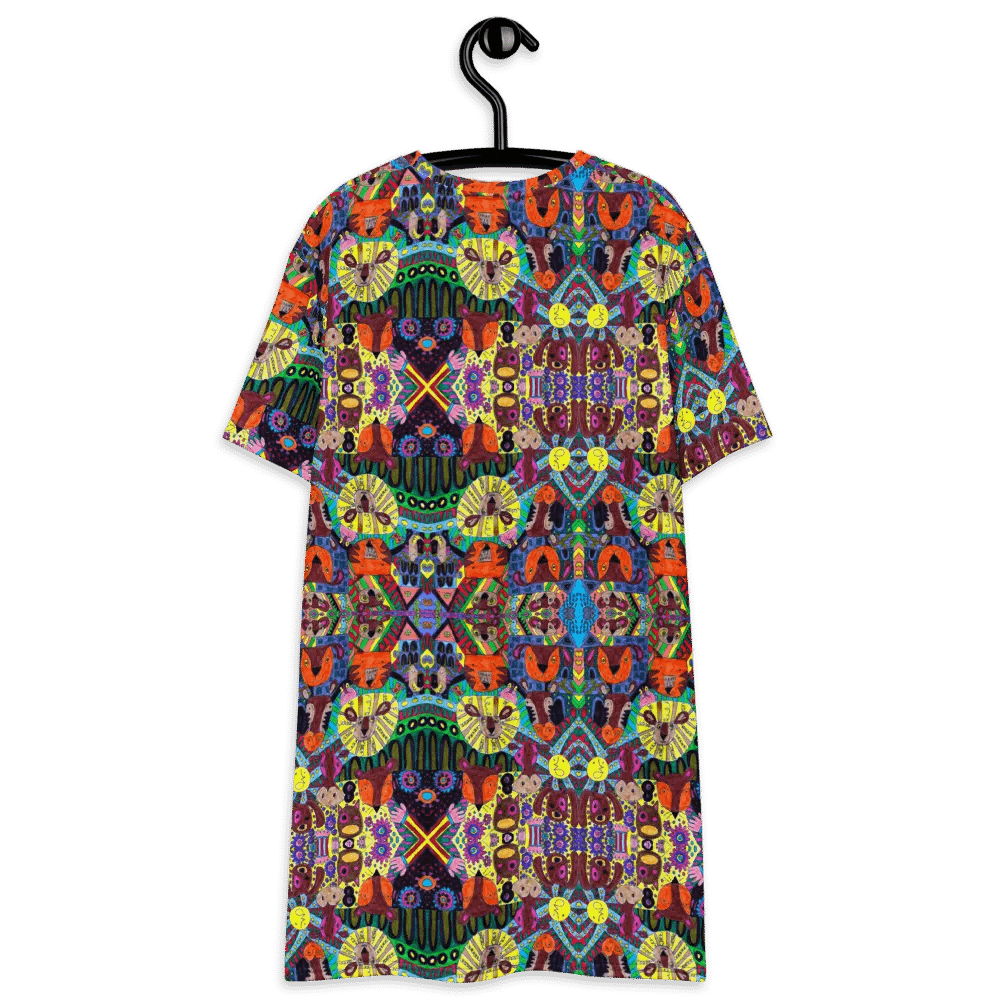 Abstract Doodle Art Animals Ladies T Shirt Dress product image (9)