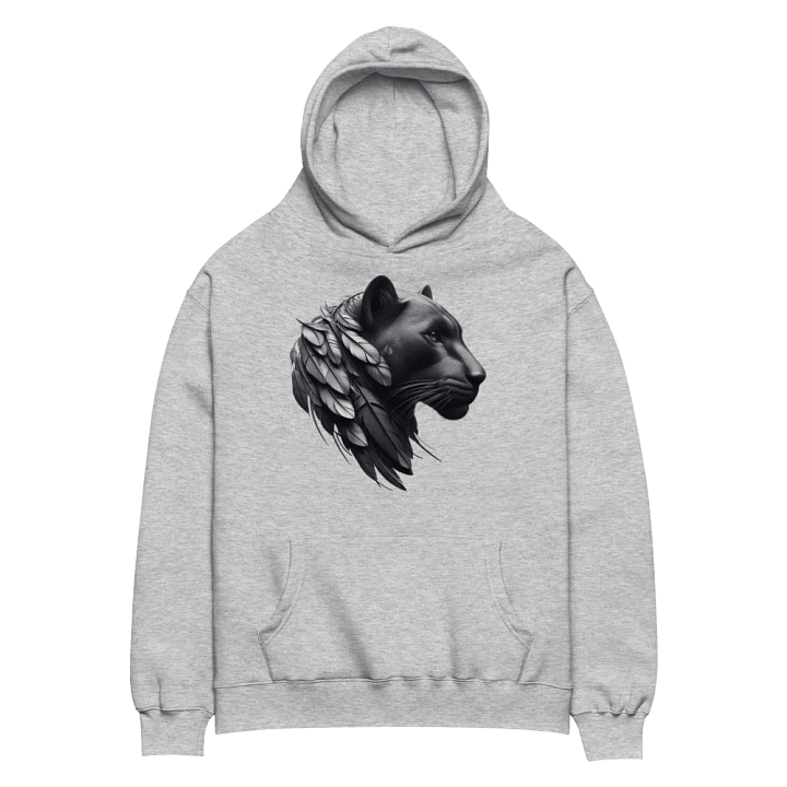 Men's Light Gray Hooded Pullover with Panther Mandala Design – High-Quality Print and Stylish Comfort! product image (2)