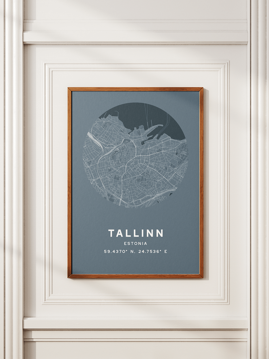 Tallinn Street Map Poster – Blue Minimalist Circular City Art product image (2)