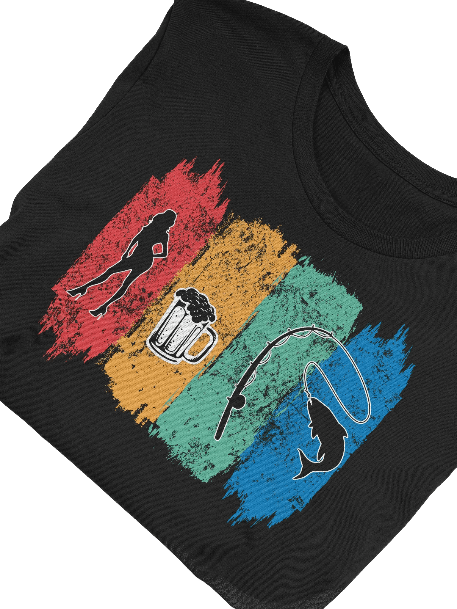 Funny Fishing T-Shirt – Beer, Babes & Bass Grunge Angler Tee, Perfect Birthday & Dad Gift for Fishermen product image (5)