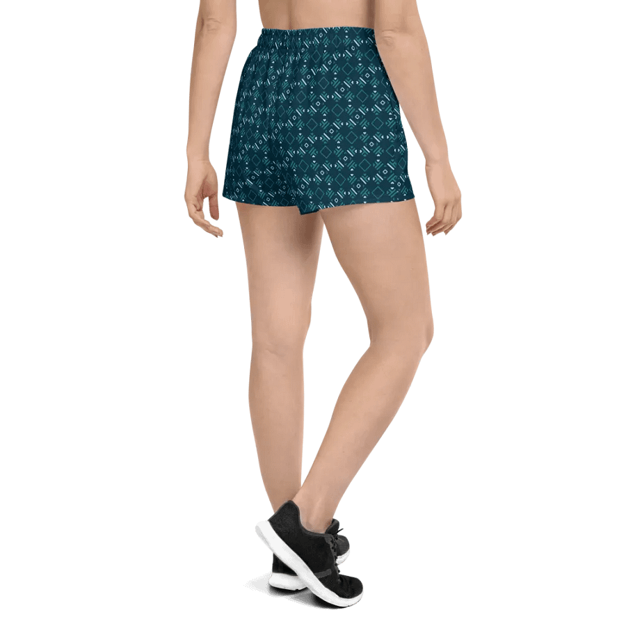 Facet Fantastic Blue Geometric All Over Print Unisex Athletic Short Shorts product image (4)