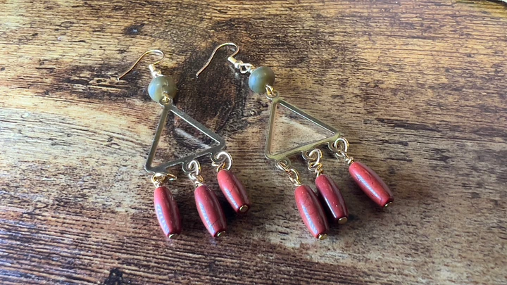 Earrings - Soocho Jade and Red Jasper - Hand-made by JB product image (1)