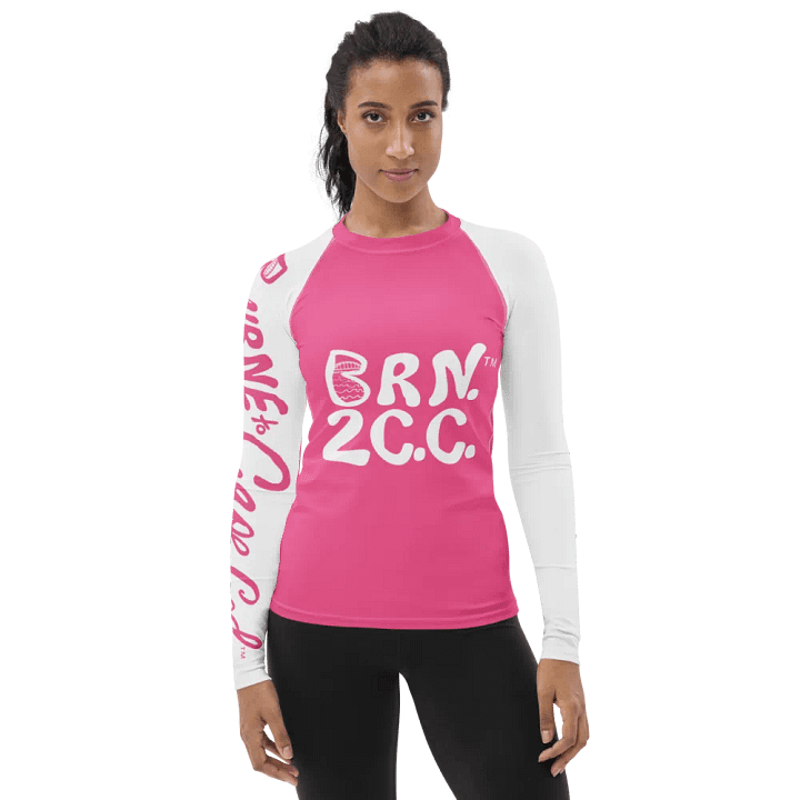 BOURNE to Cape Cod™ | Women's Rash Guard | BRN.2C.C.™ | Brilliant Rose Pink & White product image (1)