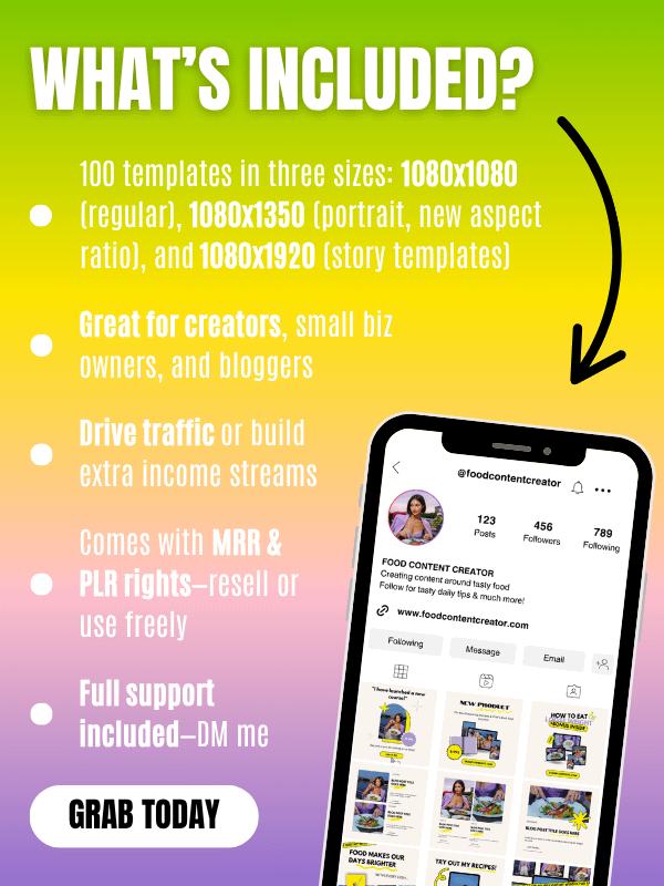 MRR/PLR Instagram Food Feed Templates product image (6)