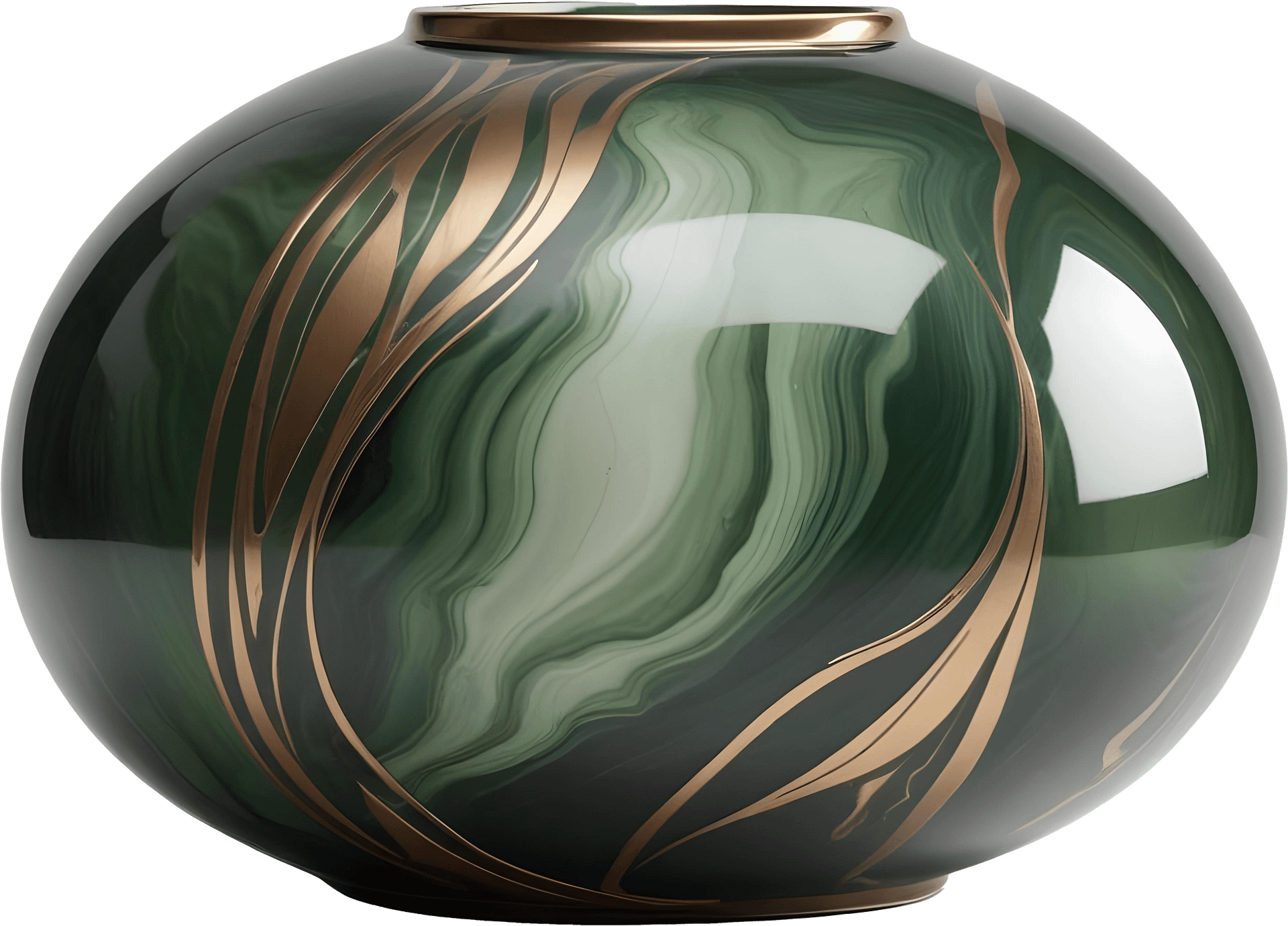 Luxe Botanique – Emerald Flow Vase PNG product image (1)