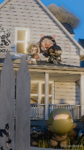 MEOWTLE FIGHT - SHED #b3d #cat #kitten