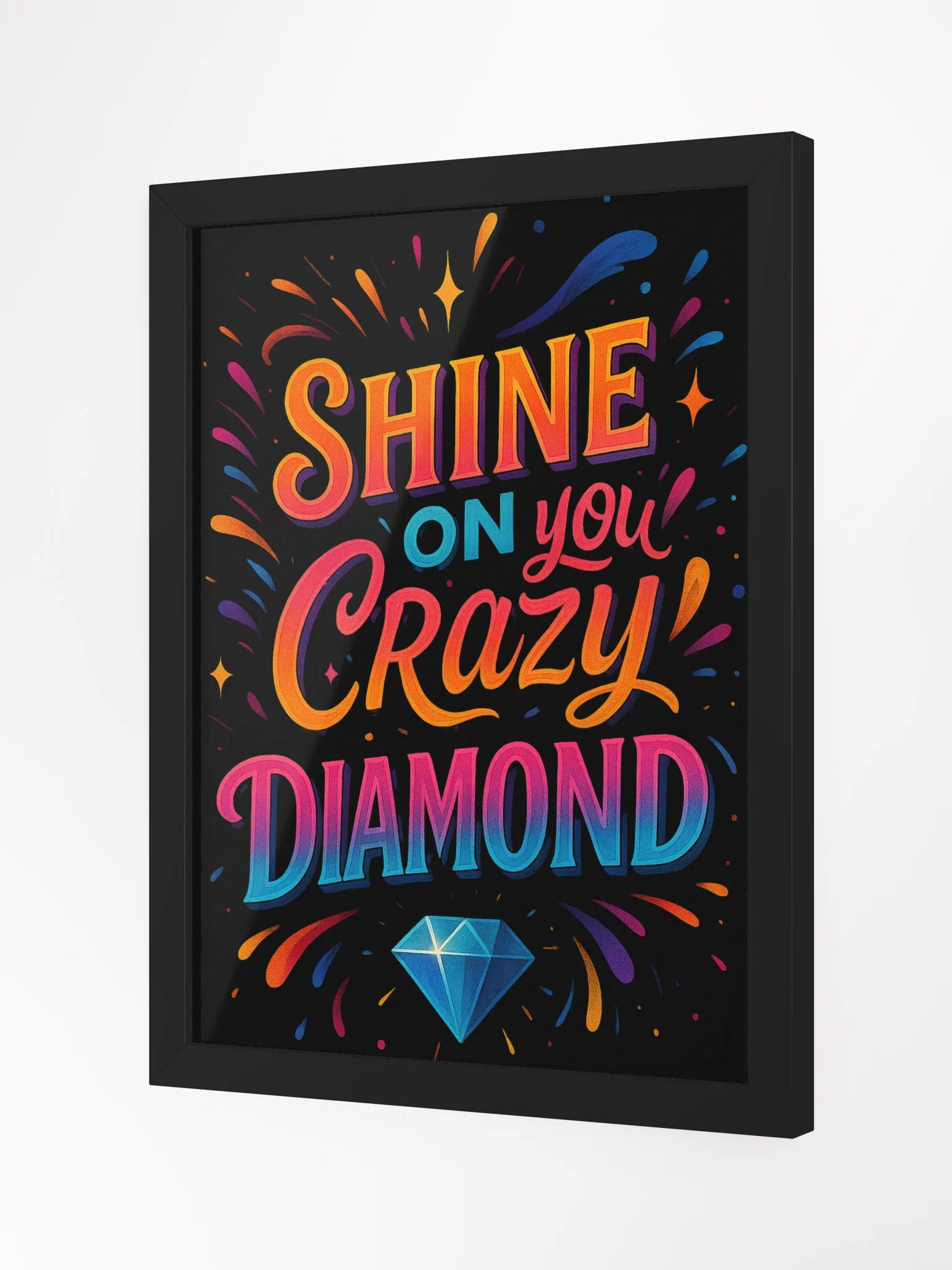 Framed Shine On You Crazy Diamond Poster – Vibrant Motivational Print product image (4)
