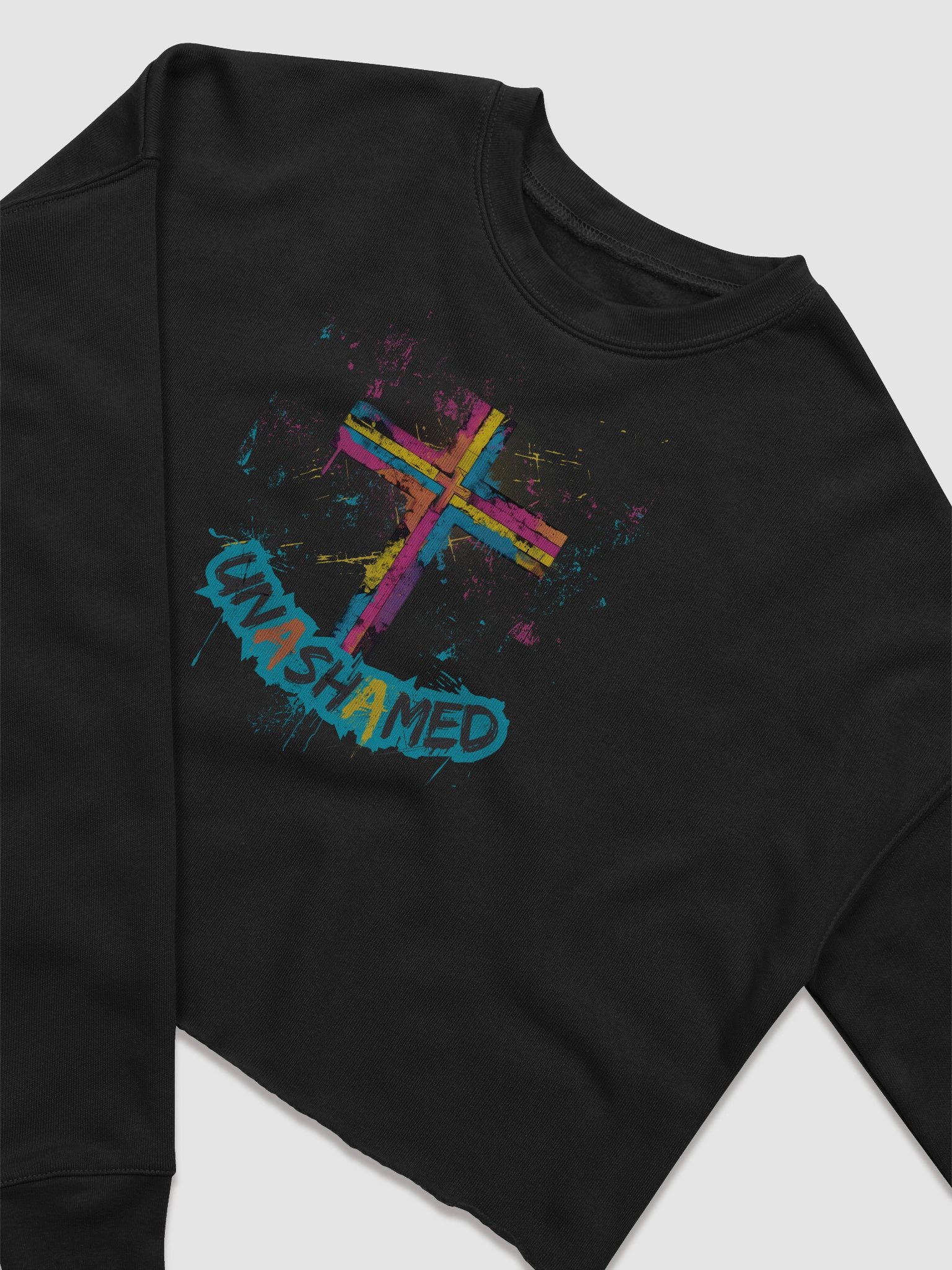 Unashamed Ro 1:16 Cross Women's Crop Top - Bella + Canvas Sweatshirt fit product image (8)