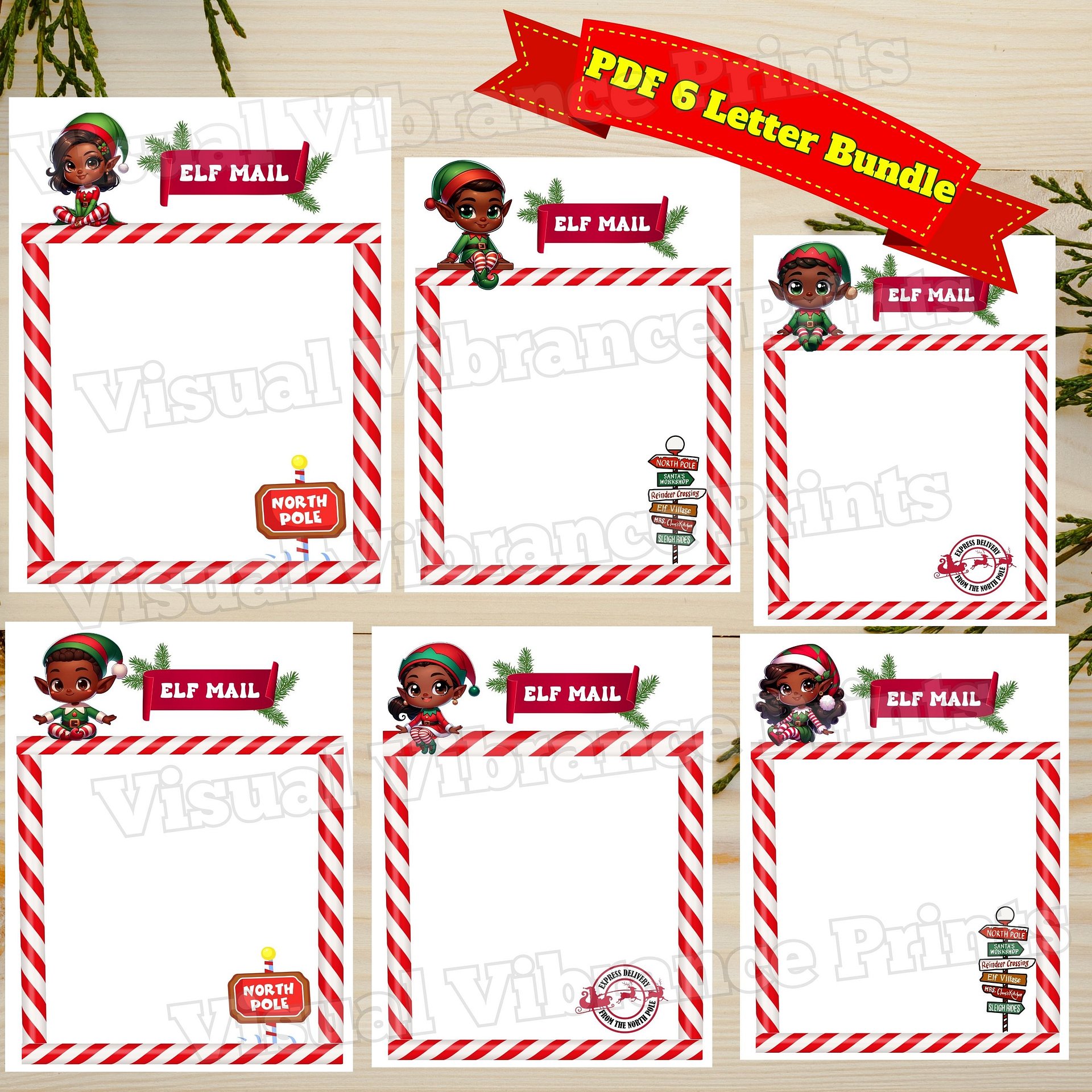 African American Elf Letter Bundle PNG , INSTANT DOWNLOAD product image (1)