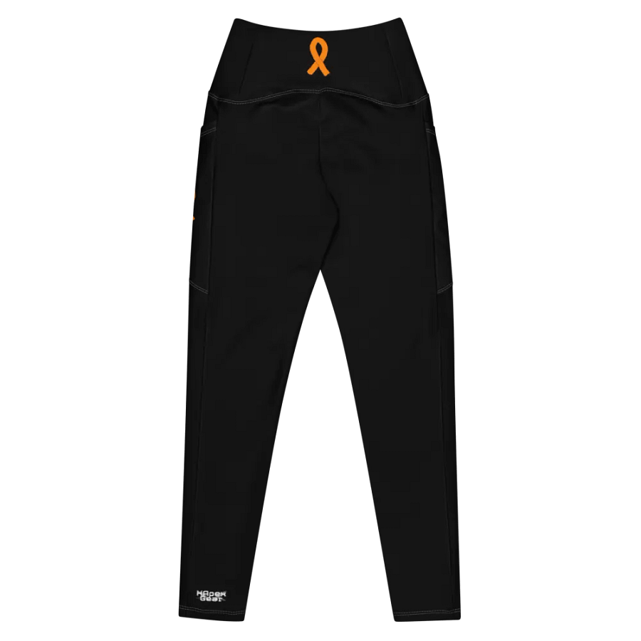White HApex Gear White Logo Cancer Awareness Orange Ribbon. Black Leggings with Pockets product image (9)