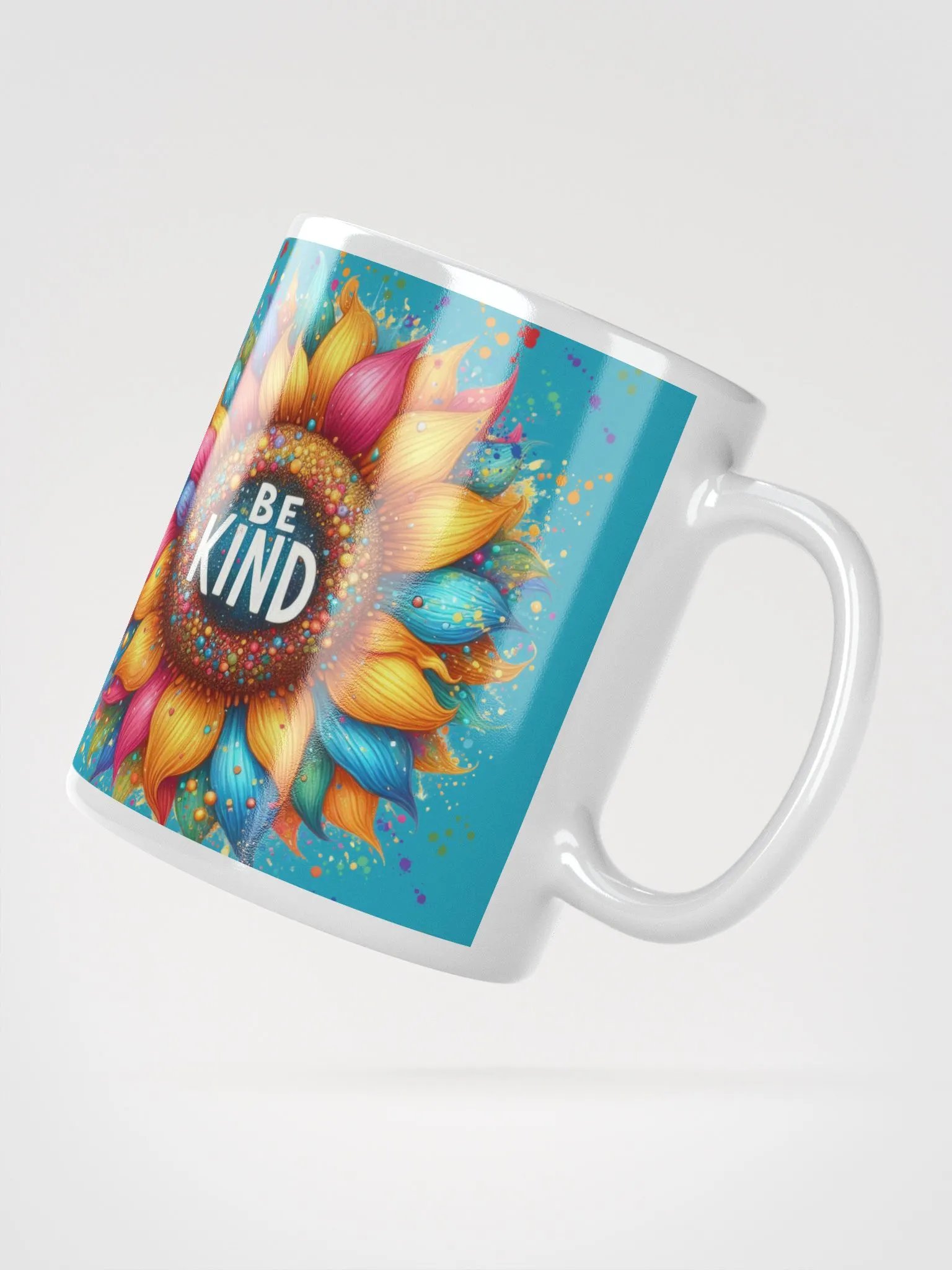 Be Kind Paint Flower Shaped Splash White Mug product image (2)