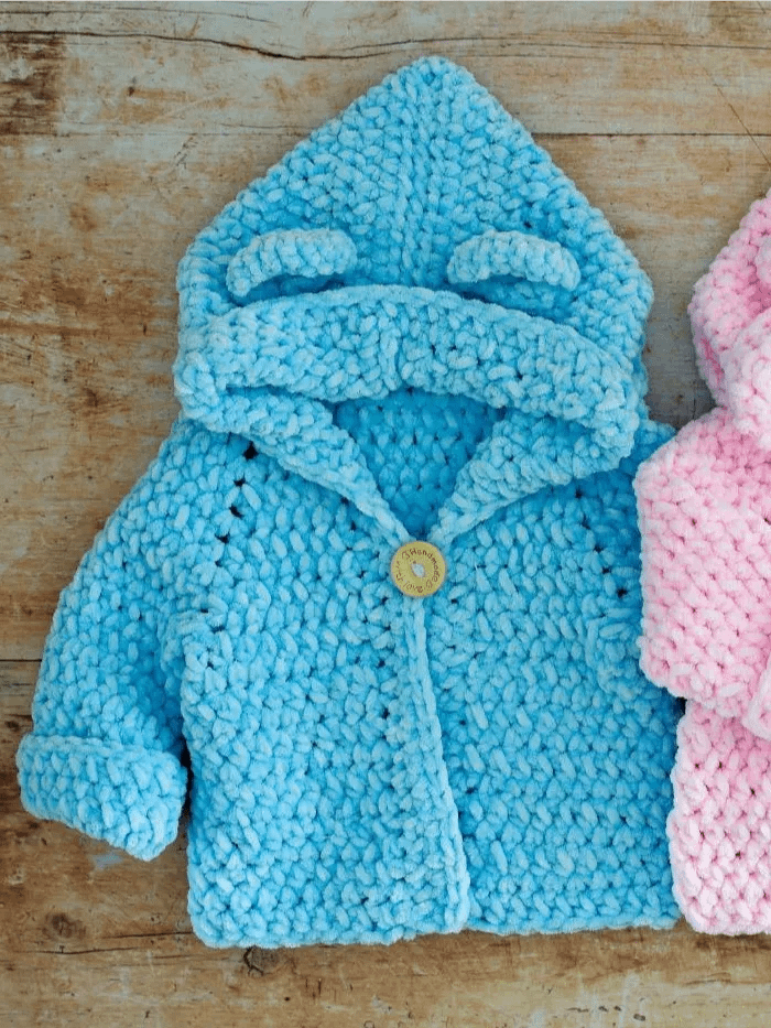 Crochet Pattern: Easy Baby Hoodie (with Bear Ears) product image (5)