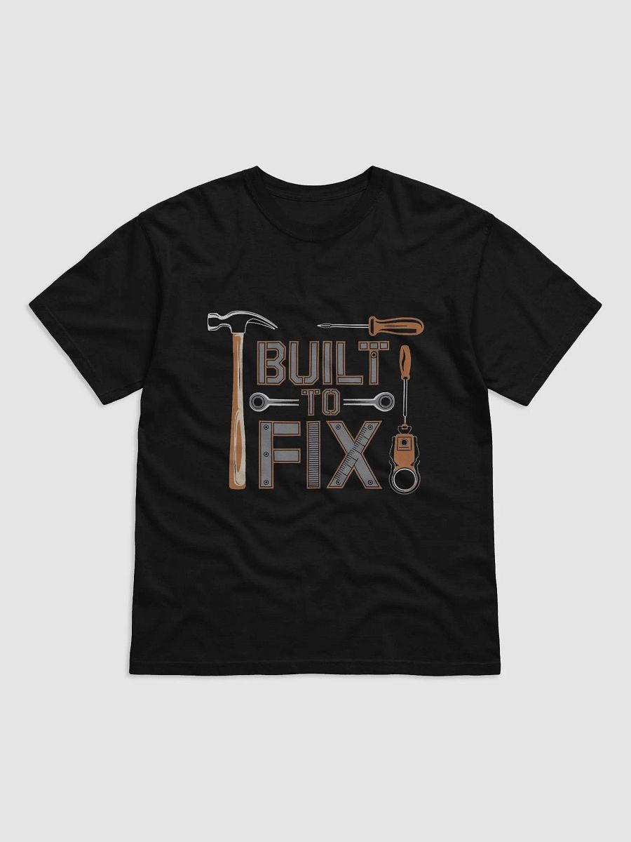 "BUILT TO FIX" #Statement Heavyweight Black T-Shirt product image (1)