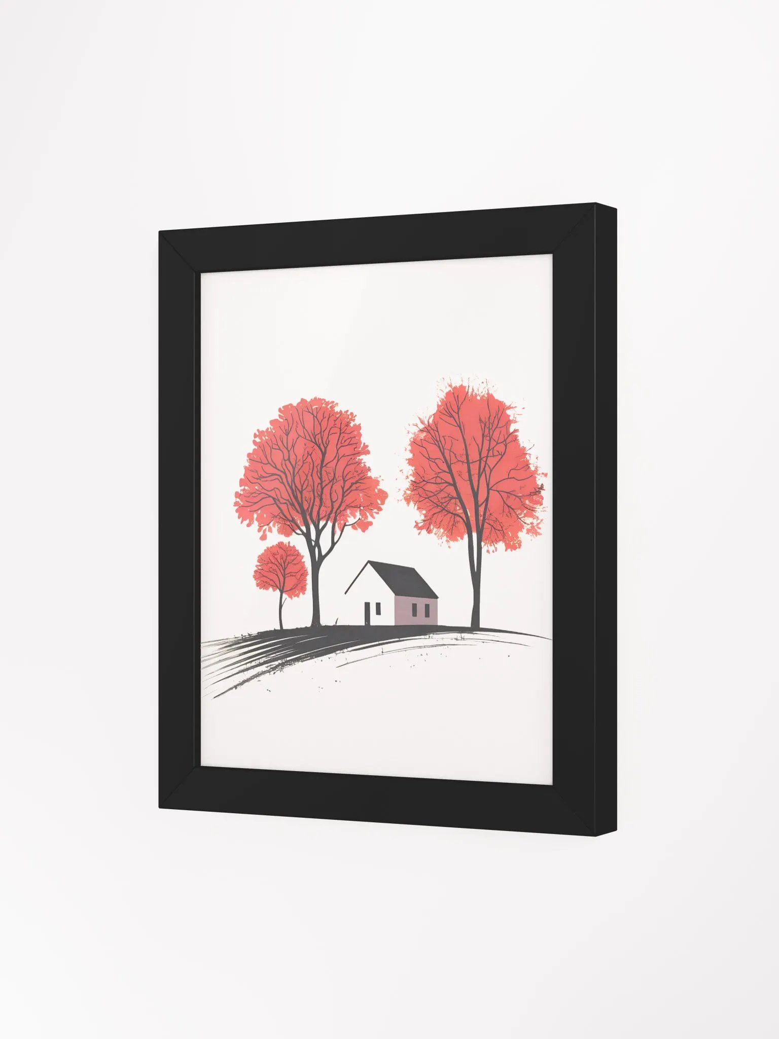 Minimalist Autumn Home Decor: Vibrant Red Trees Framed Poster product image (80)