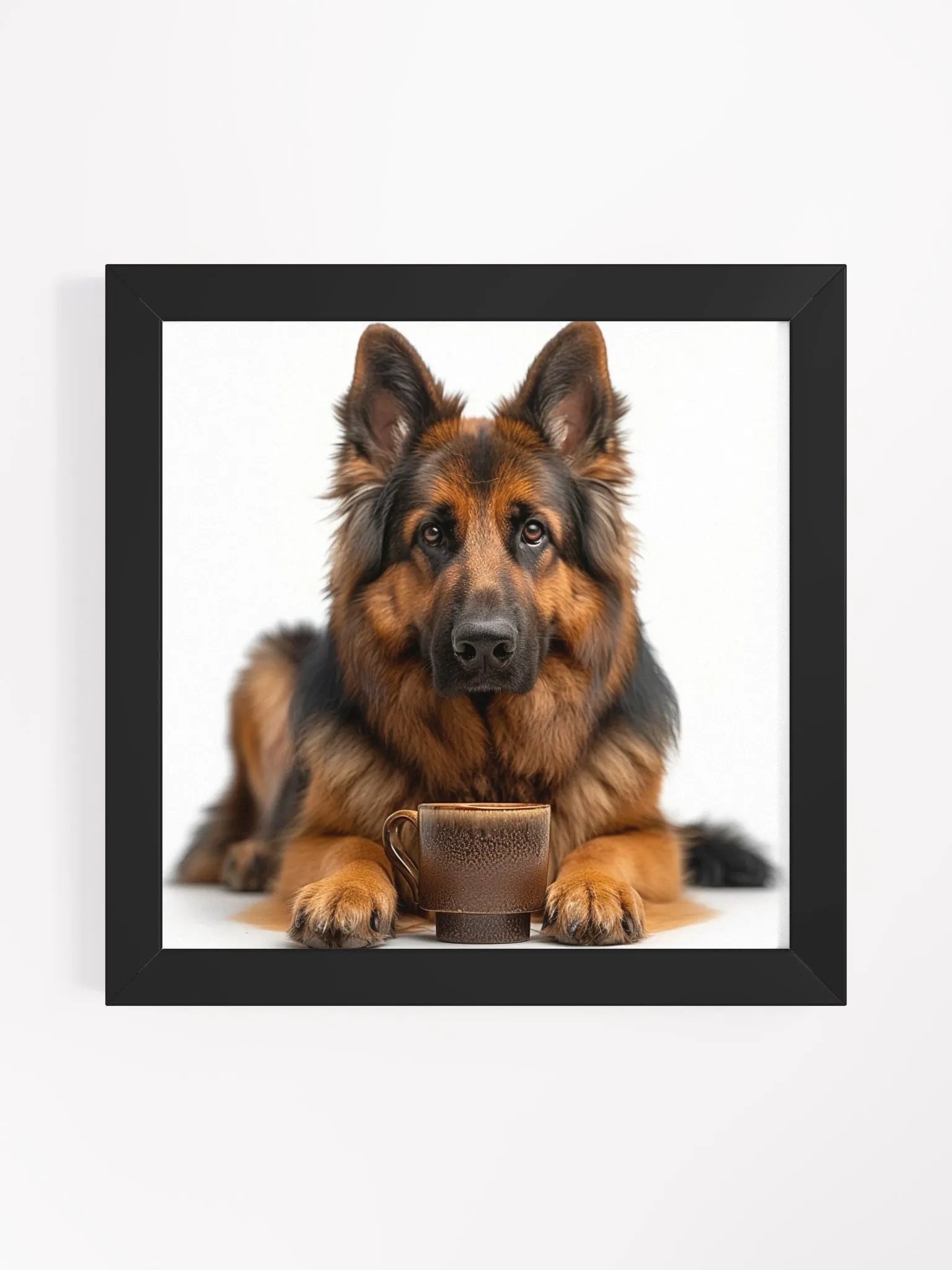 Cute Coffee Lover German Shepherd Dog Framed Wall Art product image (3)