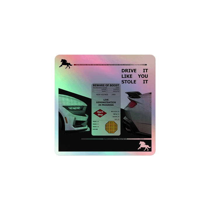Beware of Boost, Drive it Like You Stole it Demo | Holographic Sticker product image (1)