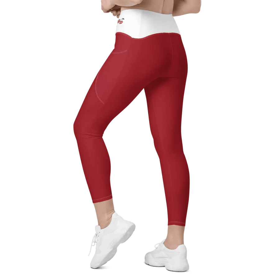 Women's Gingham Cherry High Waisted Leggings, Red product image (6)
