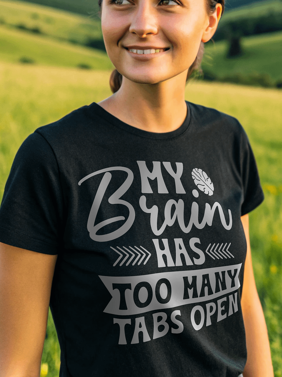 My Brain Has Too Many Tabs Open Women's Black T-Shirt product image (1)