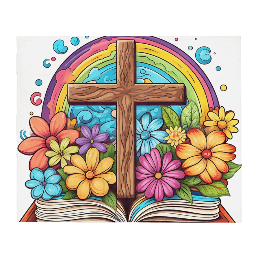 Beautiful Wooden Cross & Floral Throw Blanket product image (13)