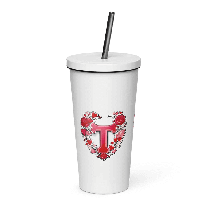 Valentine’s Monogram Letter T(1) White Tumbler product image (1)