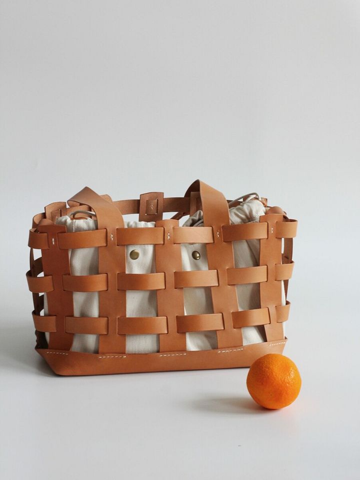 Vegetable Tanned Leather Caged Tote Bag - Large product image (1)