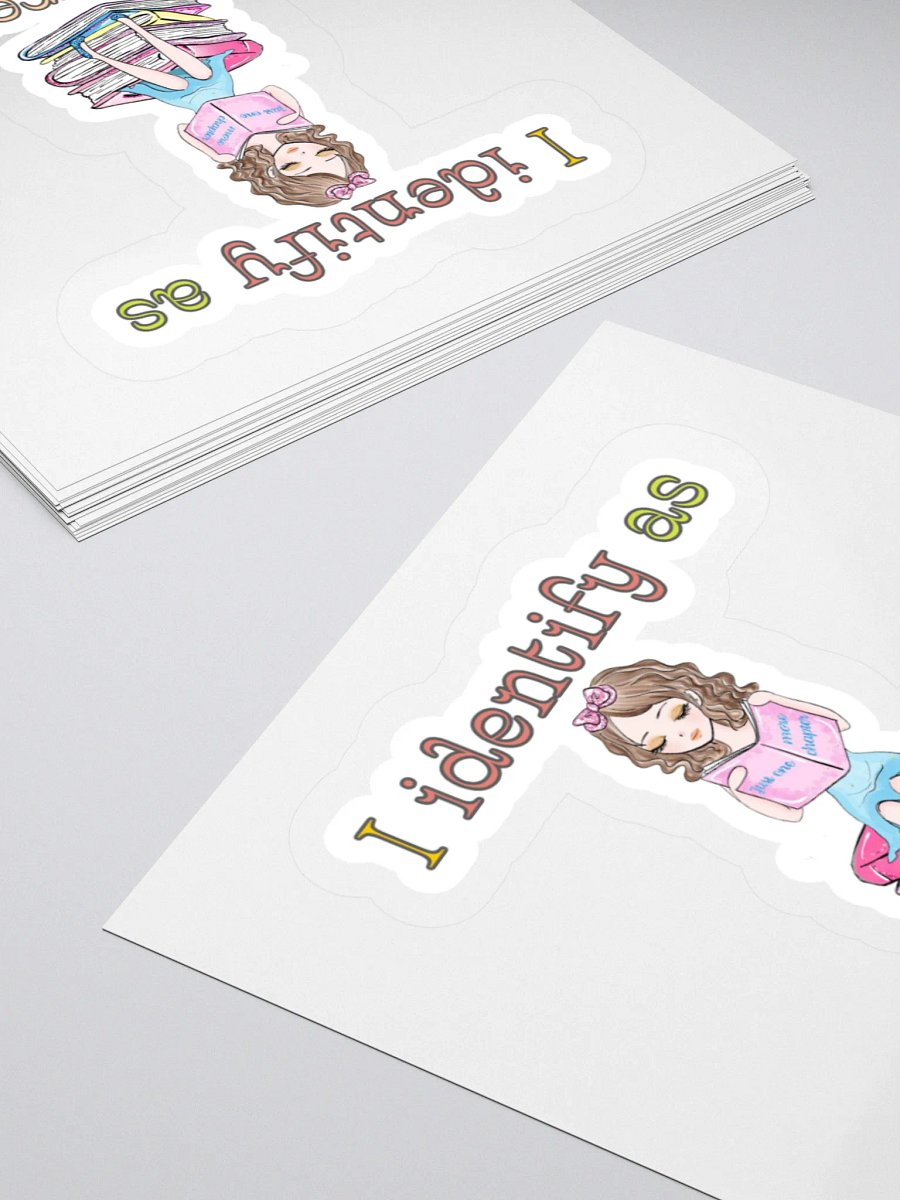 I Identify As Well-Read (Girl Sitting on a Stack of Books) Sticker product image (11)