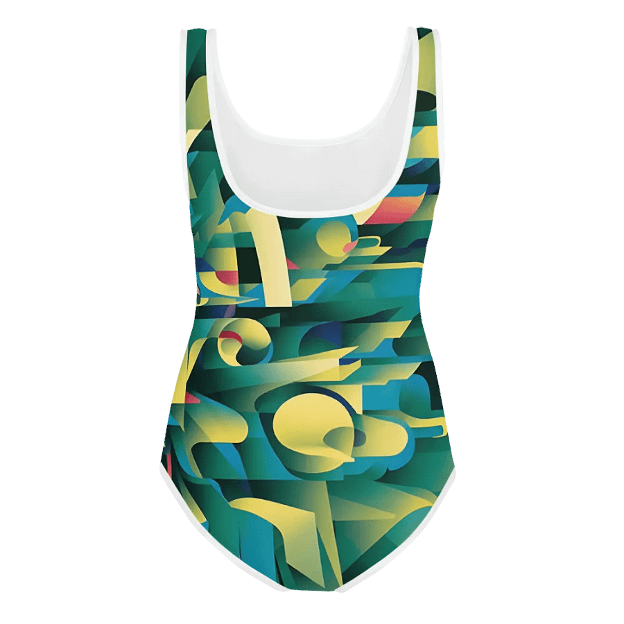 Abstract Lithographic Pattern Design Youth One Piece Swimsuit - V8 product image (2)